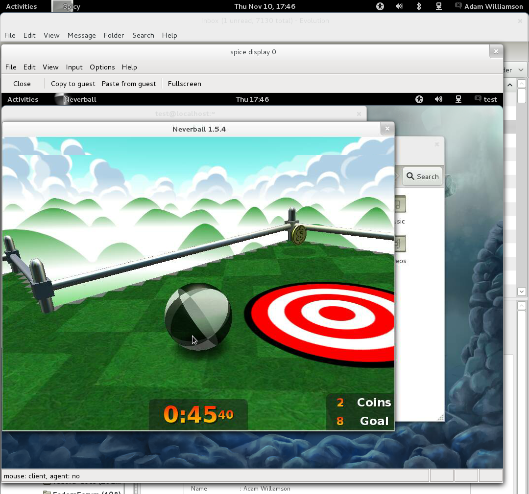 Neverball in Shell in a VM, oh my