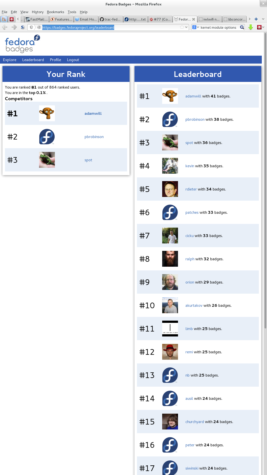 I'm #1, baby (on Badges)